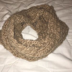 Tan knit infinity scarf
